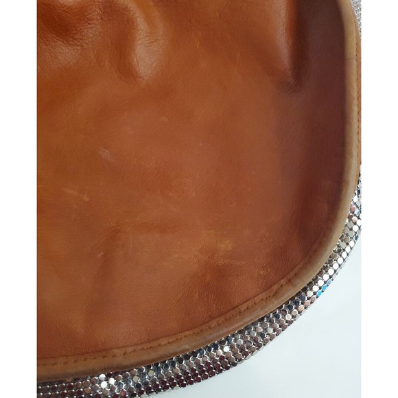 G Series by Cole Haan Saddle Leather and Silver Mirror Mesh Hobo Purse Handbag - Picture 12 of 16